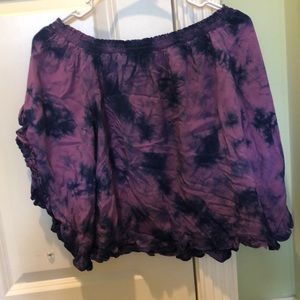 true craft tyedye strapless ruffled crop top